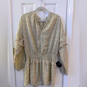 Pinch Heart Patterned Button-Up Dress